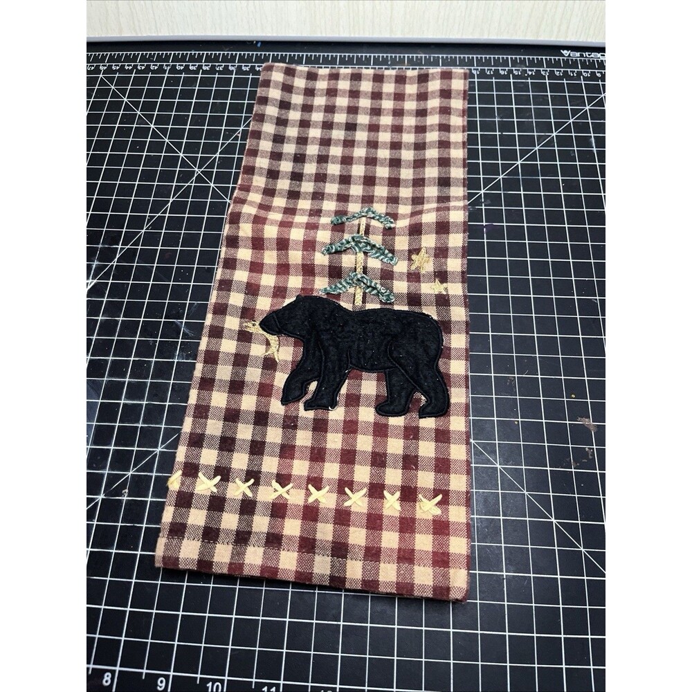 Kay Dee Designs Kitchen Towel Gingham Bear 17x27 Cabin Western L Brown Cotton